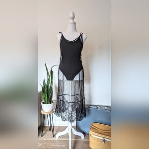 H & M Coachella black lace dress with attached bodysuit sz 2